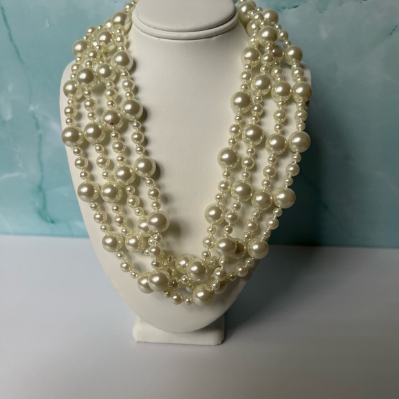 Jewelry - 1980s/1990s 66” faux pearl necklace. Off white, gently used. Very pretty.